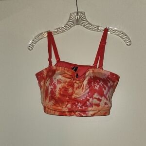 Red Tie-Dye Crop Top